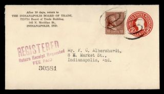 Dr Who 1940 Indianapolis In Registered Prexie Uprated Stationery E43491