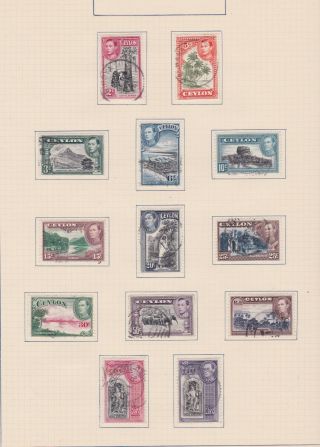 Ceylon Stamps George Vi 1938 Selection Of Rare Issues On Old Album Page