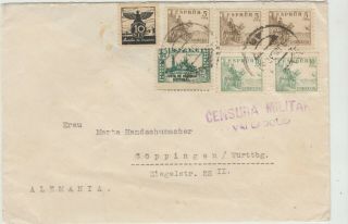 Spain Civil War 1937 Cover Valladolid To Germany With Valladolid Censor Mark