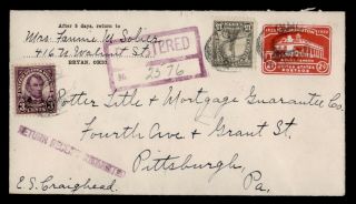Dr Who 1932 Bryan Oh Registered Uprated Stationery To Pittsburgh Pa E43136