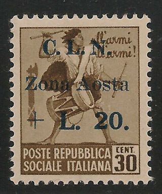 Italy - C.  L.  N.  Zona Aosta L.  20 Never Hinged