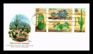 Dr Jim Stamps Us Living Desert Plants Block Of Four First Day Cover Fleetwood