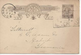 1899 South Australia 1p Postal Card Cover To Tasmania - Markings