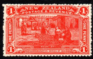 Zealand 1 Penny Christchurch Stamp C1906 Mounted Sg371