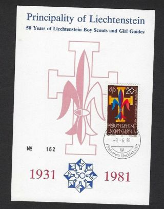 1981 Liechtenstein Boy & Girl Guides 50 Jahr Maximum Fdc