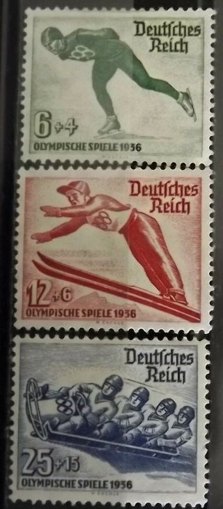 Germany 1935 " Winter Olympic Games " Full Set Mh Wmk.  W97 P.  13.  5x14 S.  G.  597 - 9 Vgc