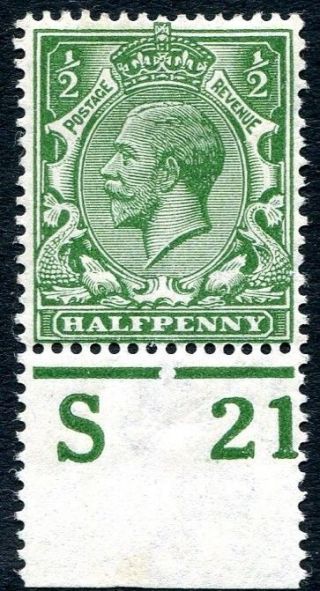 1912 - 24 ½d Green S21 (p) Control Single Mounted V79203