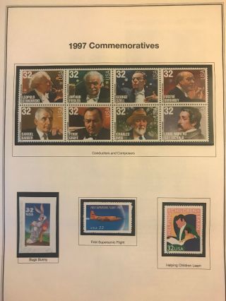 1997 US Stamps Lot (13 pages) Commemoratives Junk Drawer 7