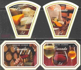 2006 Cda.  2168 - 71i Self - Adhesive Set 4 Wine & Cheese Cut To Shape From Yearbook