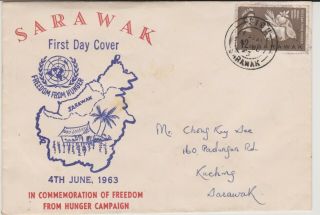 Sarawak 1963 Freedom From Hunger Issue Private Cover.