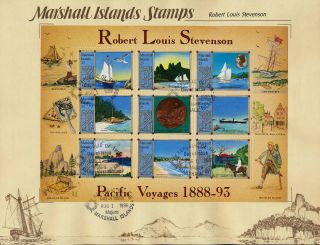 Marshall Islands 190 On Souvenir Page,  Robert Louis Stevenson,  Yacht,  Horse