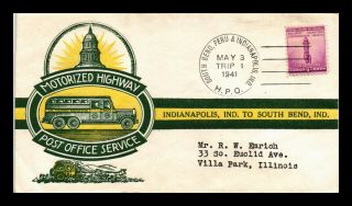 Dr Jim Stamps Us Highway Post Office Cover South Bend Peru Indianapolis 1941