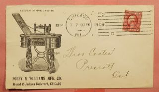 1909 Foley & Williams Mfg Co Sewing Machine Advertising Chicago Il