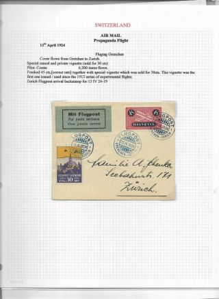 Switzerland Airmail 1924 With 30cts Grenchen On Cover (c82)