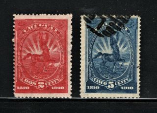 Hick Girl Stamp - Uruguay Stamps Sc 182 - 83 1910 Centaur Q1193