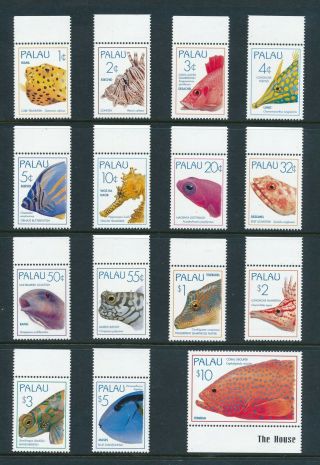 Palau 351 - 65 1995 Marine Life Fish Definitive Set To $10 Vf Nh Face Value $22.  82