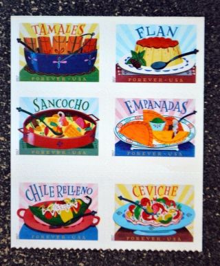 2017usa 5192 - 5197 Forever Delicioso Block Of 6 From Booklet With Label On Back