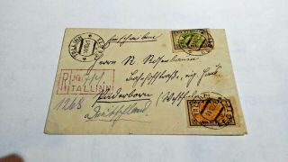 Estonia 1921 - Registered Cover To Germany Postal History On Linen Envelope
