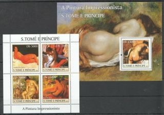 K1204 2004 S.  Tome & Pricnipe Art Paintings Impressionists Degas Bl,  Kb Mnh
