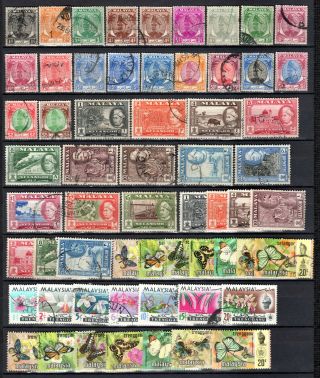 Malaya Straits Settlements States 1949 - 1971 Selection To $5.  00 Stamps
