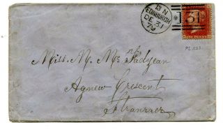 Gb 1879 1d.  Red Plate Number 223 Cover From Edinburgh “131” Duplex To Stranraer