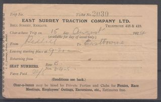 Trains East Surrey Traction Company Ltd Ticked 1924