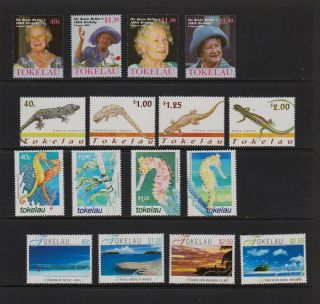 Tokelau - 4 Mnh Sets,  Cat.  $ 33.  00 - Seahorses,  Lizards,  Queen Mother,  Etc.