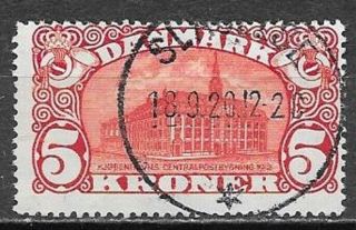 Denmark,  1915,  Central Post Office,  5 Kr,  Perf.  14