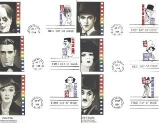 Ten Different 1994 First Day Covers - Old Movie Stars - All Fleetwoods