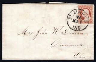 Usa 1855 Cover W/stamp Scott 10 T.  I From St.  Maris (22.  05.  1855)
