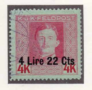 Austria Italian 1918 Early Issue Fine 4l.  22c.  Surcharged 220849