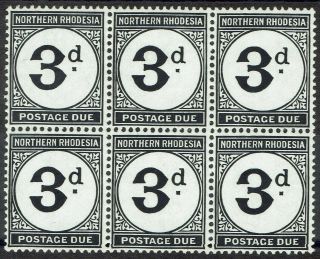 Northern Rhodesia 1929 Postage Due 3d Mnh Block