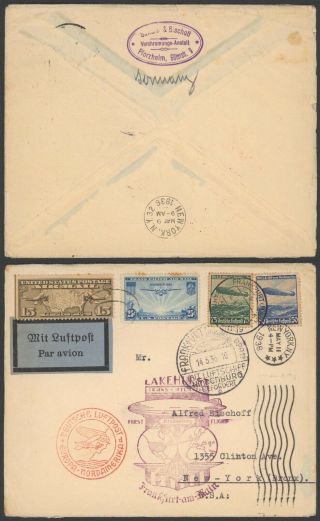 Germany 1936 - Zeppelin Flight Air Mail Cover To York Usa 30567/6