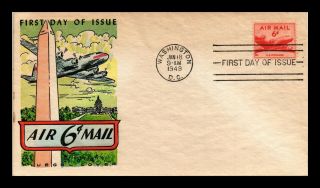 Dr Jim Stamps Us Air Mail 6c First Day Fluegel Cover Washington Dc Scott C39