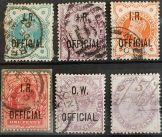 Gb Queen Victoria I.  R.  /o.  W.  Overprint Stamps 1882 - 1902