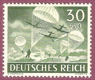 Dr German Nazi Wwii Wk2 Rare Stamp Germany Army Waffen Ss Para Troops With Mg34
