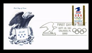 Dr Jim Stamps Us Postal Service Olympic Rings High Value Fdc Cover Orlando