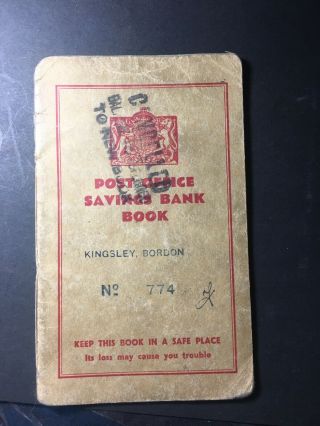 Kingsley Bordon Post Office Savings Bank Book 1944 - 1951 Deakin Of Bolton