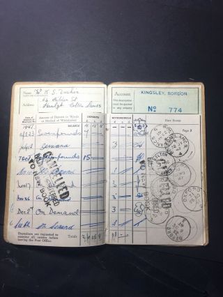 Kingsley Bordon Post Office Savings Bank Book 1944 - 1951 Deakin Of Bolton 5