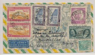 Lk51474 Brazil 1949 Air Mail To Brussels Belgium Fine Cover