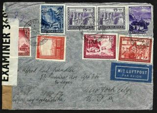 Germany Airmail Cover Stuttgart To Usa,  Judaica,  Censored At Bermuda 1941
