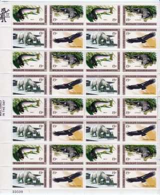 Scott 1427 - 30 Us Sheet Wildlife Conservation 8 Cent Mnh