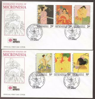 1991 Micronesia Federated States Phila Nippon 91set Of 2 Official Fdc 
