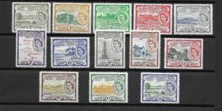 1954 Qe11 St Christopher Nevis Anguilla Part Set Of 13 Def.  Stamps To $1.  20