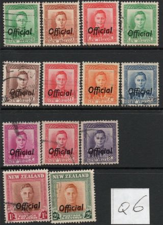 Q6 Nz 1938 King George Vi Officials Complete Set/14 ; Good / Fine -