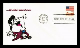 Us Cover Flag And Anthem Amber Waves Of Grain Fdc Ellis Animated Cachet