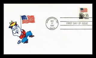 Us Cover Flag Over Supreme Court Fdc Ellis Hand Colored Animated Cachet