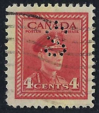 Canada Perfin S4 - S (moncton Nb),  Scott 254,  4c King George Vi War Issue,  Rf: D