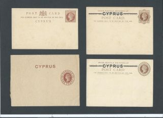 Postal Stationery Cyprus Qv 1/2d,  1d & 11/2d Postcards & Qv 1d Wrapper