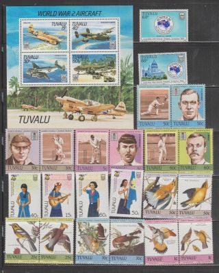 Tuvalu 1984 - 1985 Mnh Bird Scout Plane Sport Royality Etc (34 Stamps & 1 S/s) $30